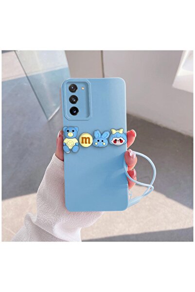 Zebana Samsung Galaxy Note 20 5G Uyumlu Kılıf Love Bear Silikon Kılıf Açık Mavi