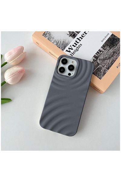 Zebana Apple iPhone 14 Pro Max Compatible Case 3D Water Silicone Case Gray