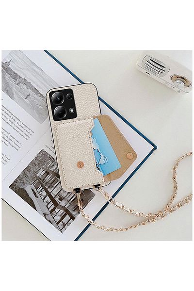 Zebana حافظة Zebana متوافقة مع هاتف Xiaomi Redmi Note 13 Pro 5G مع حزام للرقبة، حافظة جلدية بلون كريمي