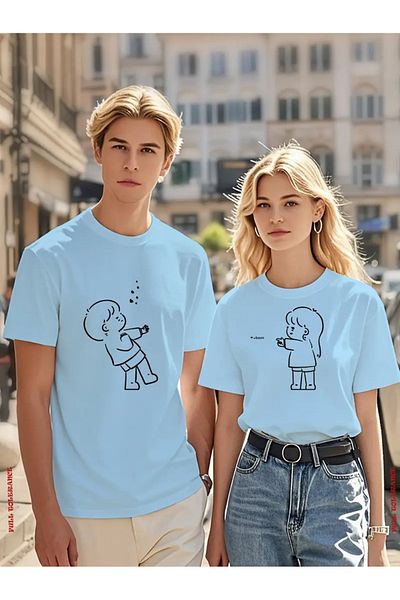 FULL TOLERANCE Set de 2 tricouri supradimensionate cu imprimeu cu boom de desene animate