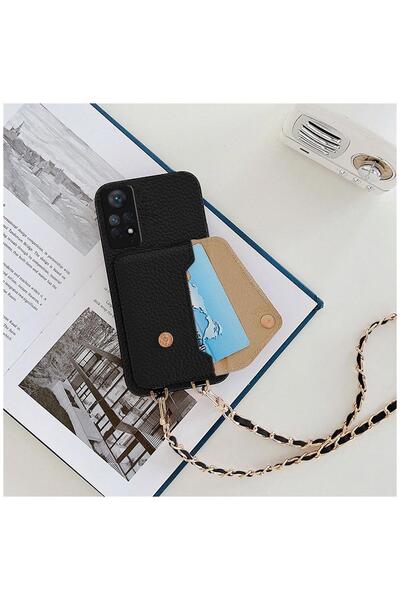 Zebana Boyun Askılı Deri Kılıf Siyah Xiaomi Redmi Note 11 / 11S