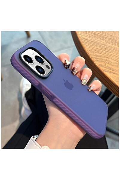 Zebana Apple iPhone 15 Pro Uyumlu Kılıf Airbag Fundas Silikon Kılıf Derin Mor