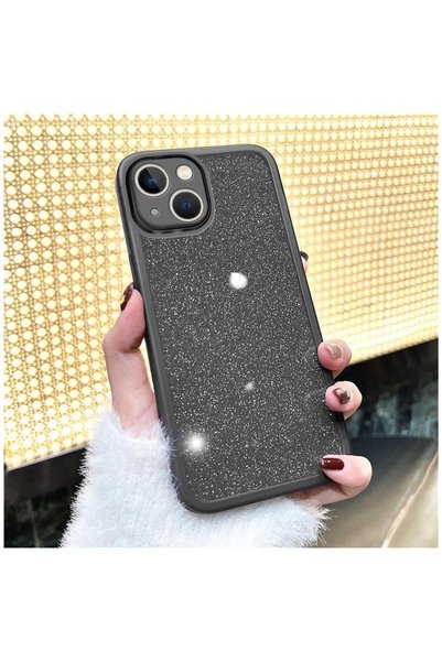 Zebana Apple iPhone 15 Plus Compatible Case Sparkle Silicone Case - Black wit...