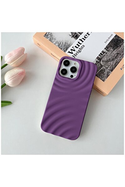 Zebana Apple iPhone 12 Pro Max Uyumlu Kılıf 3D Water Silikon Kılıf Derin Mor