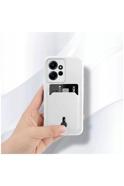 Zebana حافظة متوافقة مع هاتف Xiaomi Redmi Note 12 4G مع حامل بطاقة، حافظة سيليكون ناعمة باللون الأبيض