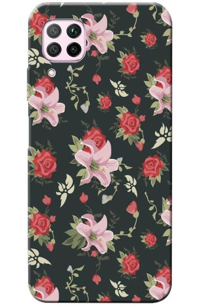 Dara Aksesuar حافظة متوافقة مع هاتف هواوي P40 لايت، حافظة سيليكون بتصميم زهور...