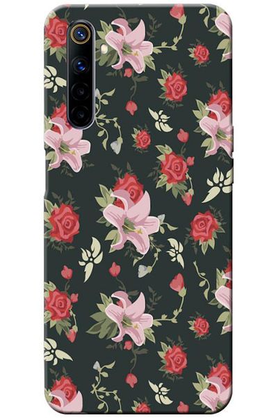 Zebana حافظة سيليكون متوافقة مع هاتف Realme 6 Spring Flowers 1 (مطبوعة)