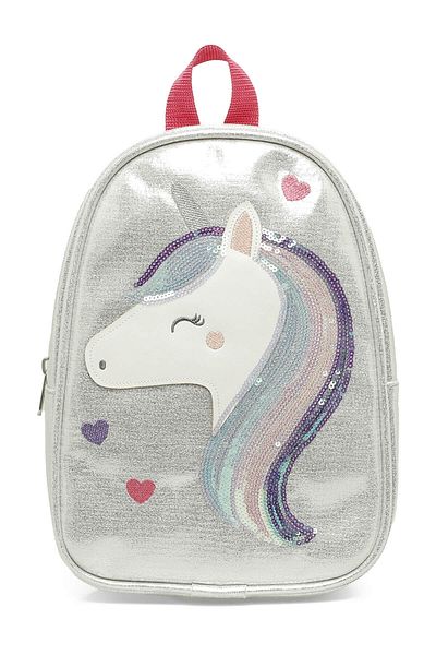 Polaris Ασημένιο σακίδιο πλάτης SHINY UNICORN BACK 4FX για κορίτσι
