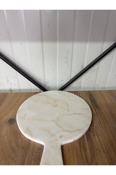 ERŞATIRTAŞ White Patterned Cutting Board Presenter Natural Stone Racket Cutting Board