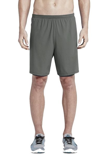 Nike Pro Men Dri Fit 7" Phenom 2 - Γκρι σορτς για τρέξιμο με κολάν δύο σε ένα
