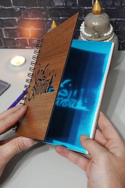 markcat Istanbul Written - Caiet cu linii Agenda Caiet școlar cu copertă din lemn (A5 - 120 coli)