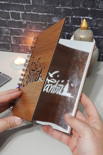 markcat Istanbul Written - Caiet cu linii Agenda Caiet școlar cu copertă din lemn (A5 - 120 coli)