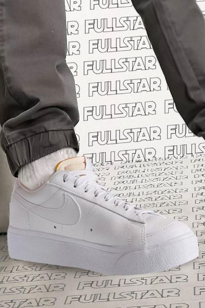Nike Blazer Platform Leather Unisex Sneaker Γνήσιο δέρμα Λευκά Αθλητικά Παπούτσια 3cm