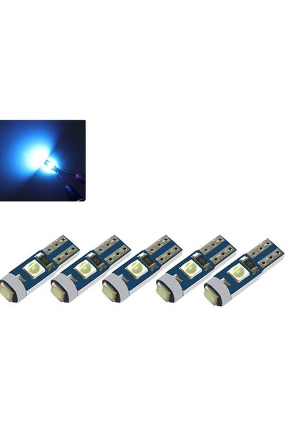 Erlight 5 Adet Mavi T5 LED Kilometre Kadran Ambians Aydınlatma Ampulü