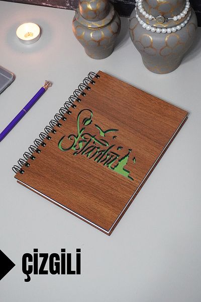 markcat Istanbul Written - Lined Notebook with Wooden Cover Agenda School Notebook (A5 - 120 Pages)