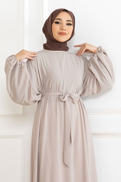 KADEEM Stone Color Balloon Sleeve Standard Dress