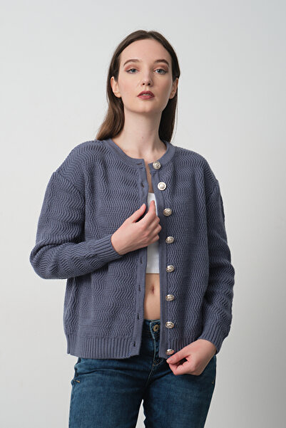 Kirazgym Cardigan cu model ondulat cu nasturi