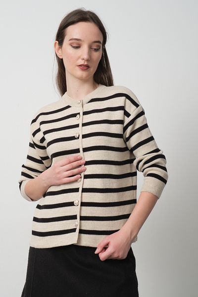 Kirazgym Cardigan cu nasturi aurii cu dungi