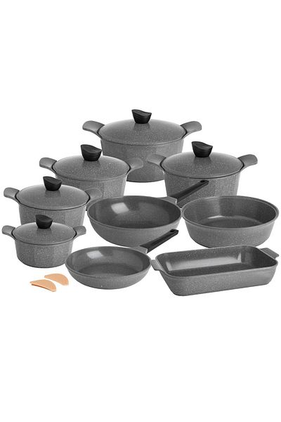 Dania Jewel gray granite cookware set, 16 pieces, high quality