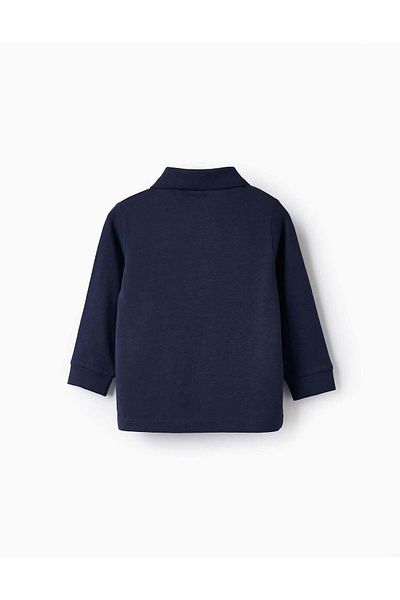 Ziddy LONG SLEEVE COTTON POLO FOR BABY BOYS DARK BLUE