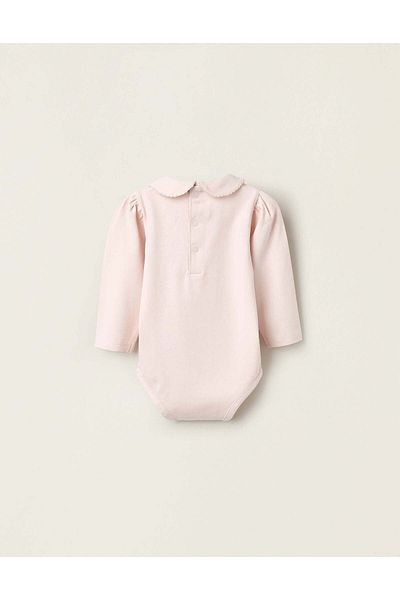Ziddy PACK OF 2 BODYSUITS WITH PETER PAN COLLAR FOR NEWBORN GIRLS WHITE/PINK