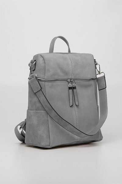 Jacquline Barbara Γνήσιο Suede Leather - Αναστρέψιμο φερμουάρ ώμου και σακίδιο πλάτης με επένδυση και λαβές