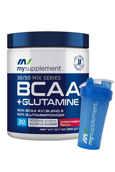 MYSUPPLEMENT Bcaa Glutamine Watermelon - 30 Servings - 360g - 50/50 Mix Series Amino Acid - Shaker Gift