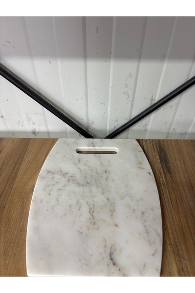 ERŞATIRTAŞ White Patterned Marble Cutting Board Cheese Serving Plate Modern Stone