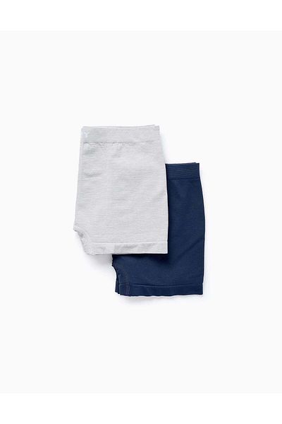 Ziddy PACK OF 2 PLAIN MICROFIBER BOXER SHORTS FOR BOYS GREY/BLUE