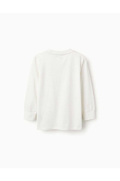 Ziddy LONG-SLEEVED COTTON T-SHIRT FOR BOYS 'WRITING' WHITE