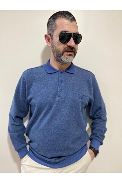 BENESSE Uzun Kollu Yumuşak Dokulu Kalın Cepli  Polo Yaka Selanik Kazak