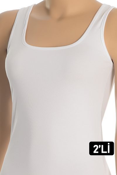 Öts Tricou pentru femei, 2 piese, din bumbac alb cu bretele groase
