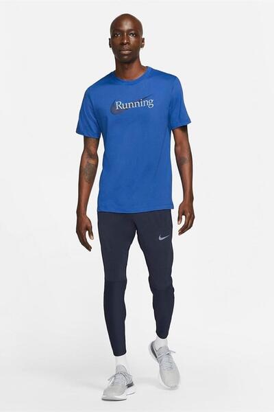 Nike Μπλουζάκι Dri Fit Running Μπλε ανδρικό μπλουζάκι με στάμπα μπλε