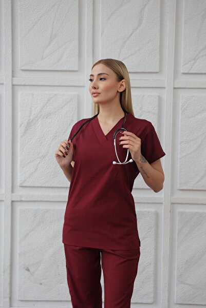 style uniform Bodro Likralı Unisex Yarasa Kol Hemşire Ve Doktor Forması Takım...