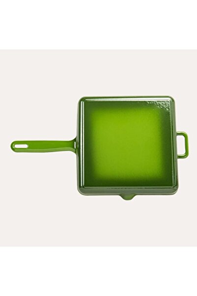 Sürel Demirdöküm Square Grill Pan 30 cm Green Silicone Tongs