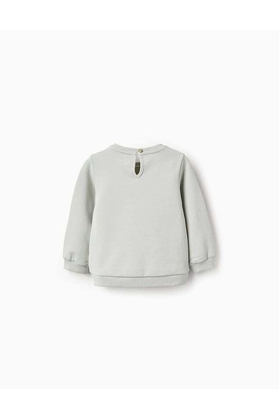Ziddy FLEECE COTTON SWEATSHIRT FOR BABY GIRLS 'NEW YORK' AQUA GREEN