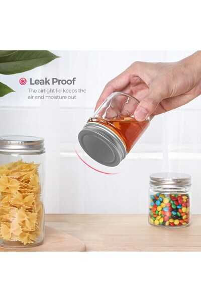 Generic Set of 12 Mason Jars with Airtight Metal Regular Lids(8oz/250ml) Sealed Clear Glass Canning Jars