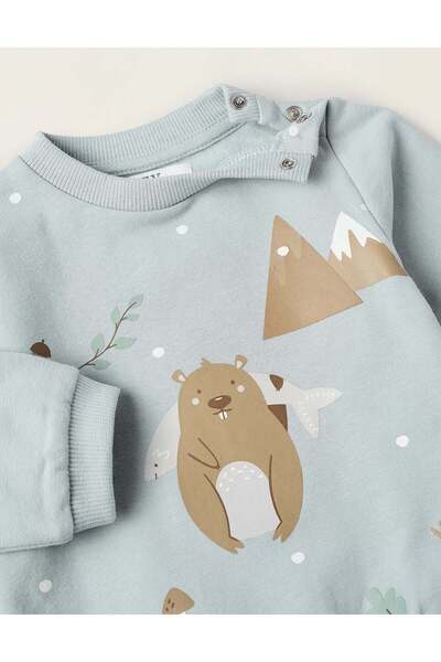 Ziddy FLEECE SWEATSHIRT FOR NEWBORNS 'BEAVER', BLUE