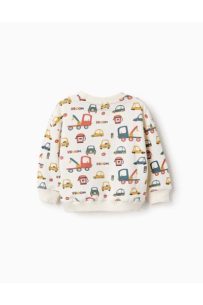 Ziddy COTTON SWEATSHIRT FOR BABY BOYS 'VEHICLES' BEIGE