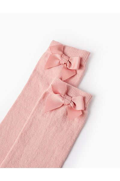 Ziddy HIGH SOCKS WITH BOW FOR GIRLS, PINK