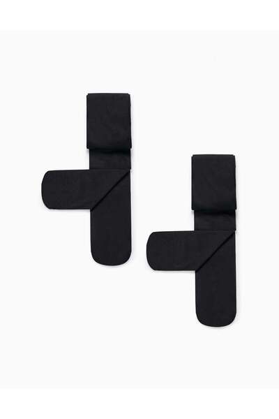 Ziddy 2 PACK OF 40 DEN MICROFIBER TIGHTS FOR GIRLS BLACK