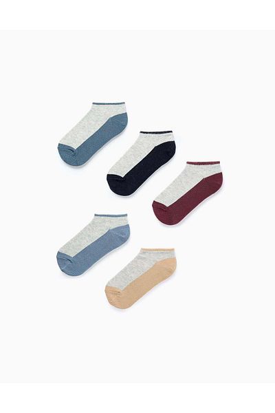 Ziddy PACK OF 5 PAIRS OF BICOLOUR ANKLE SOCKS FOR BOYS MULTICOLOUR