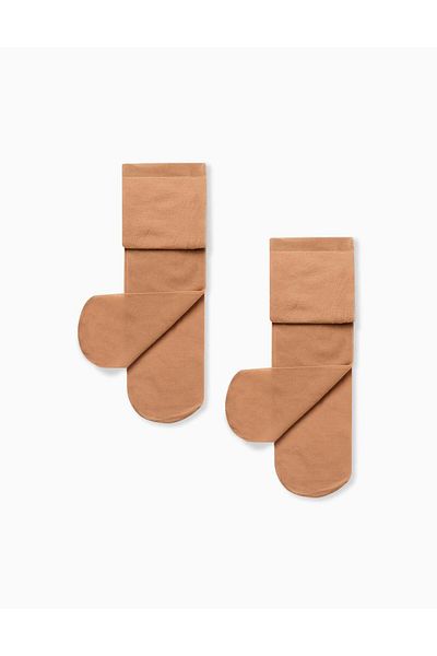 Ziddy PACK OF 2 MICROFIBER TIGHTS FOR BABY GIRLS, BEIGE