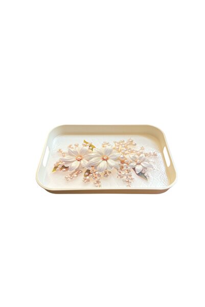 EZMK EV GEREÇLERİ Tray / Tea Coffee Presentation Tray / White / 34,5X25 cm