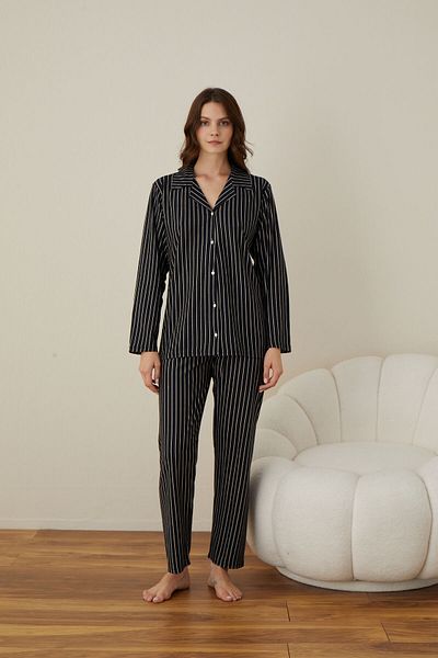 CALİA Set de pijamale din țesătură de piele de cămașă cu nasturi în față