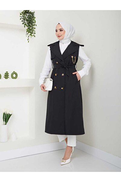 MissPul Long Vest Bondit Fabric - Black