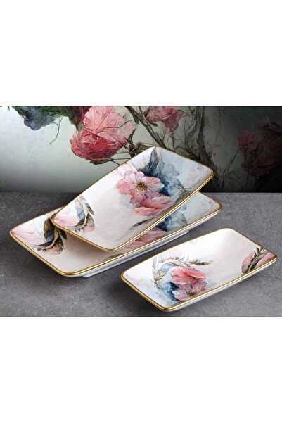 GÖNÜL Gönül Pink 3'lü Kayık Tabak G4331