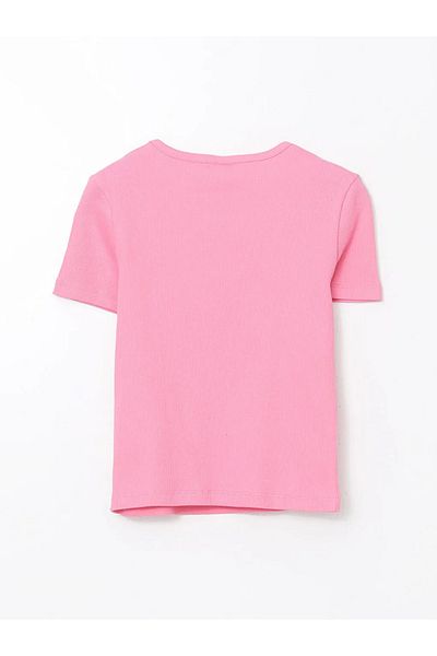 LC Waikiki LCW Kids Pink Crew Neck Crop T-shirt για κορίτσια