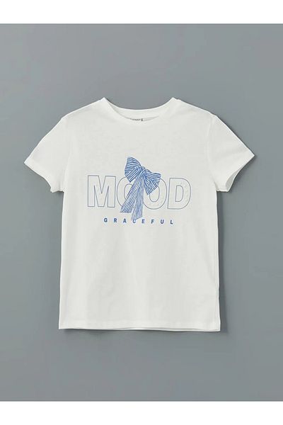LC Waikiki Lcw Kids Ecru Crew Neck Girl's T-Shirt