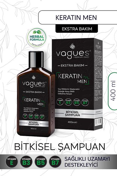 Vagues Premium Care Keratin Men Special Anti-Dandruff, Anti-Shedding, Fast Growth Effective Herbal Shampoo for Men